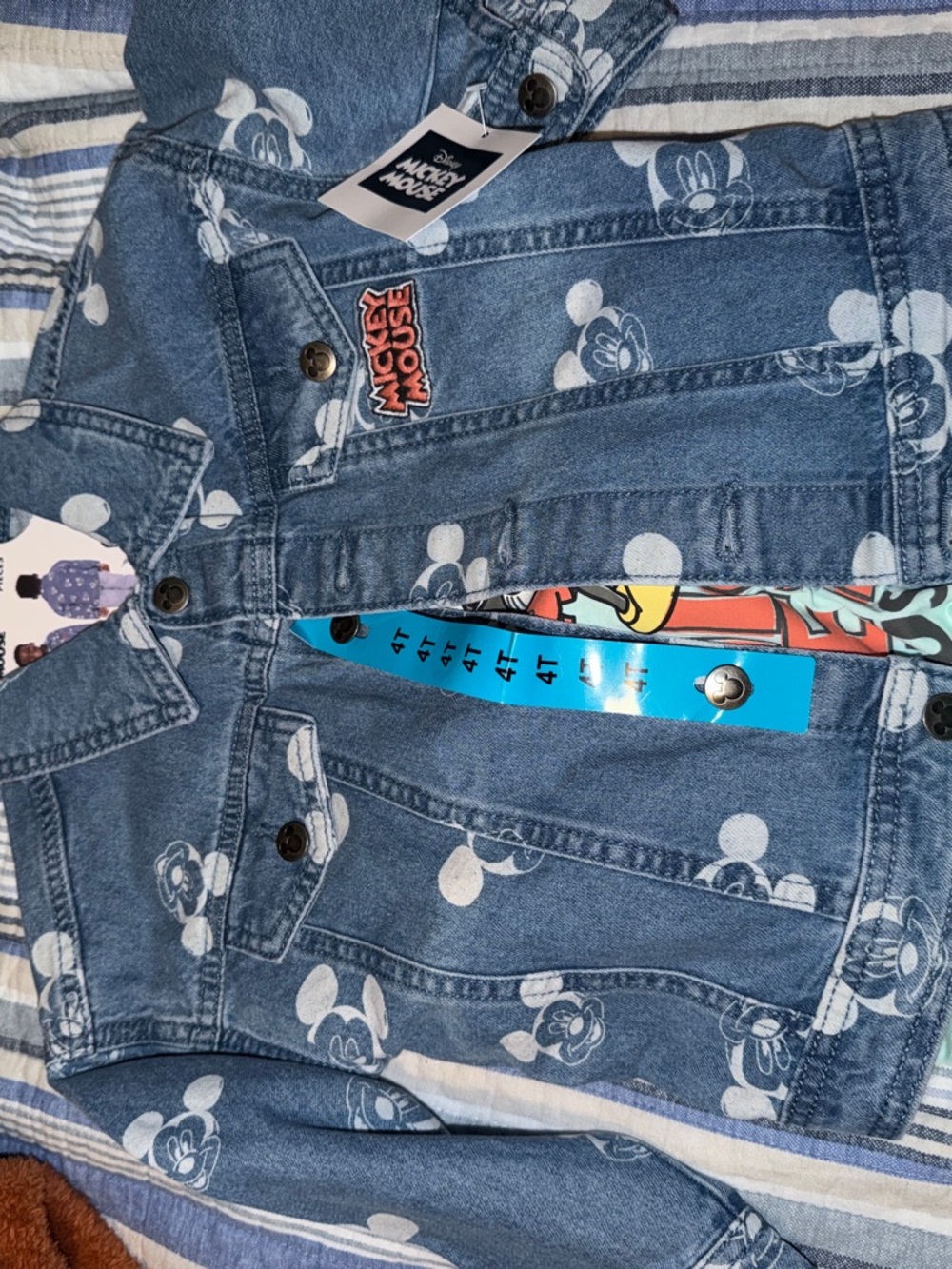 Disney Denim Jacket with White Mickey Print